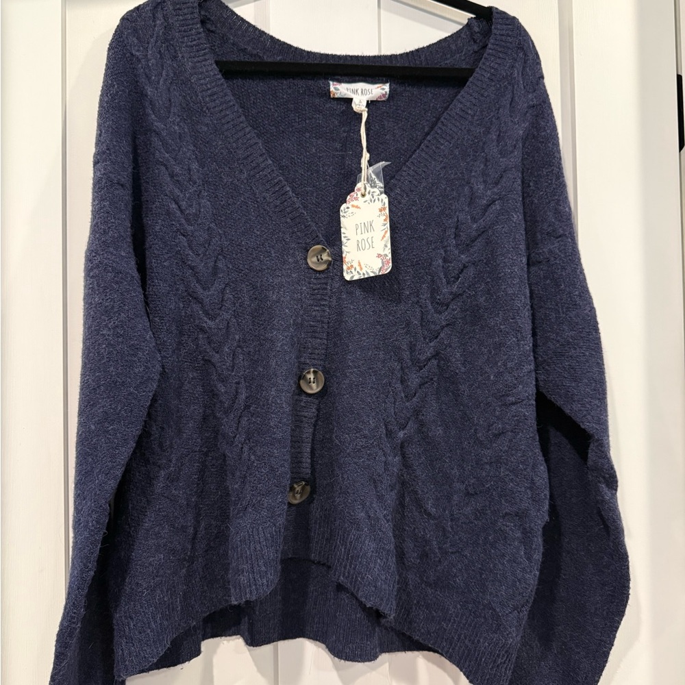 Pink Rose Women's Navy Cardigan